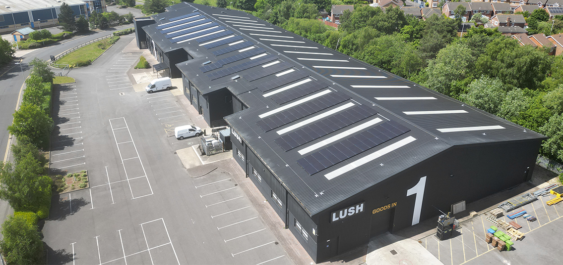 Lush warehouse solar panels